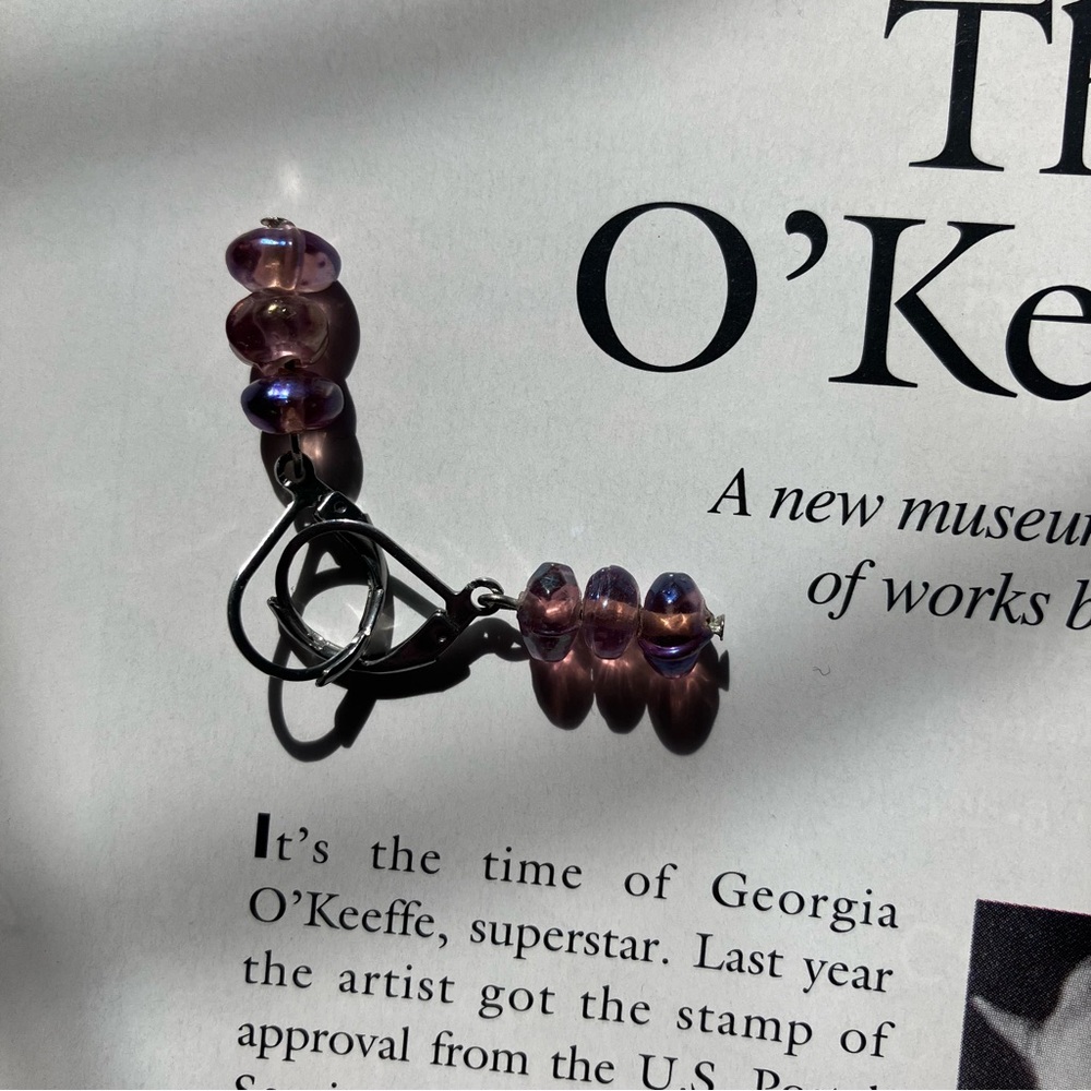 Purple Glass Bead drop earrings